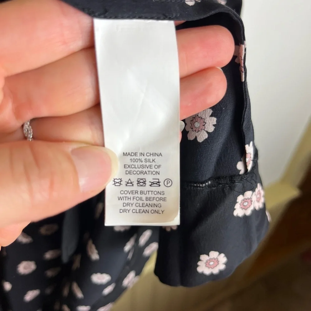 Kate Spade New York Ditzy Silk Shift Dress M Black Daisy Fall Preppy Old Money